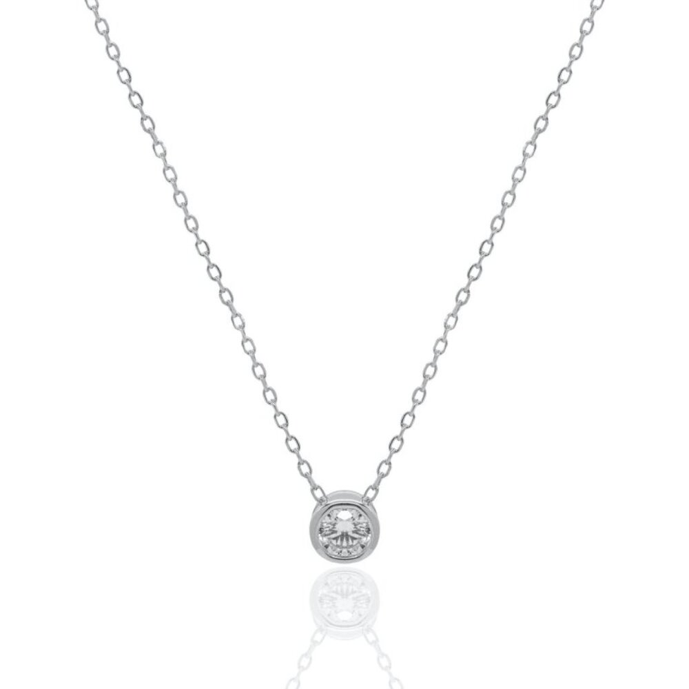NWT Dani Round Bezel Necklace // Sterling Silver + 0.37ct Diamond